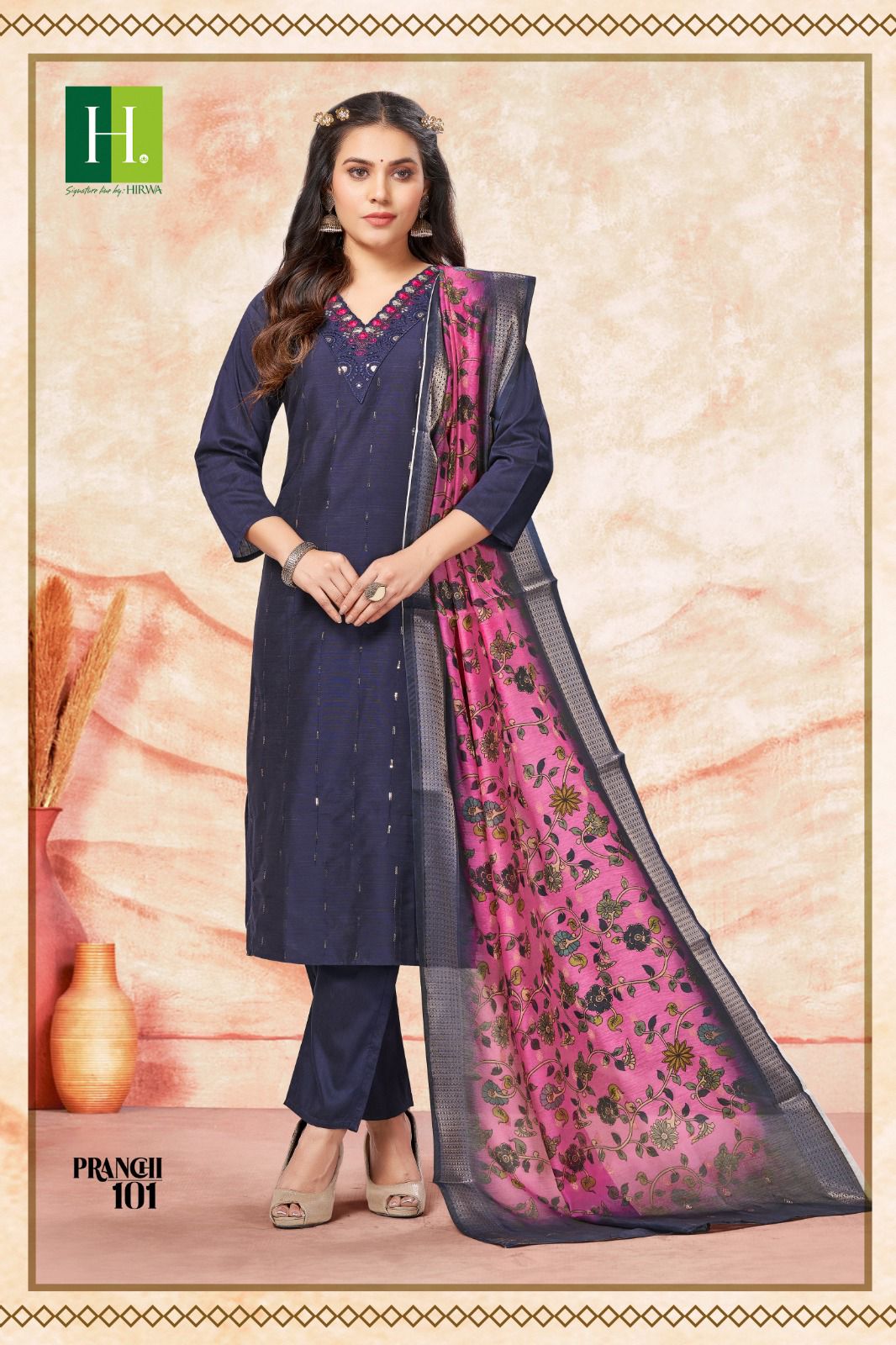 Pranchi By Hirwa Slub Silk Designer Kurti With Bottom Dupatta Wholesale Suppliers In mumbai
